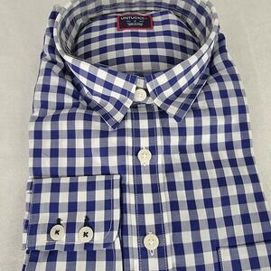 New Untuckit‎ Belleza Shirt Womens 4 Navy Plaid Long Sleeve Button Up Gingham